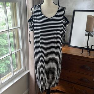 NWT Eloquii Stripe Cold Shoulder Summer Dress